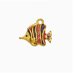 Stainless Steel Fish Pendant Red Painted Gold Plated, approx 10-14mm [SSB8124]