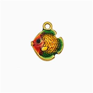 Stainless Steel Fish Pendant Red Painted Gold Plated, approx 10mm [SSB8125]