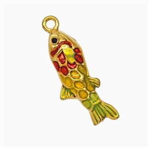 Stainless Steel Fish Pendant Red Painted Gold Plated, approx 7-25mm [SSB8131]