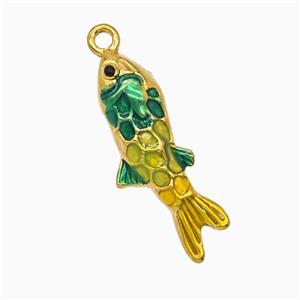 Stainless Steel Fish Pendant Green Painted Gold Plated, approx 7-25mm [SSB8132]