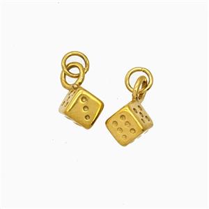 Stainless Steel Dice Pendant Gold plated, approx 5.5mm [SSB8149]
