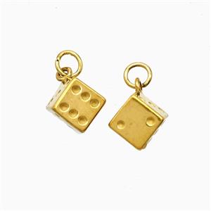 Stainless Steel Dice Pendant Gold plated, approx 7mm [SSB8150]