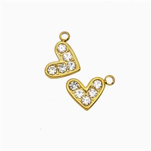 Stainless Steel Heart Pendant Pave Rhinestone Gold Plated, approx 9mm [SSB8151]