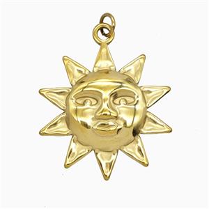Stainless Steel Sun Pendant Gold plated, approx 27mm [SSB8159]