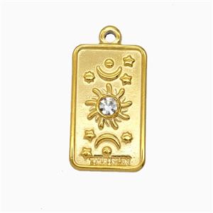 Stainless Steel Tarot Card Pendant Pave Rhinestone Sun Moon Gold plated, approx 13-22mm [SSB8164]