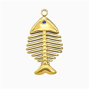Stainless Steel Fishbone Pendant Gold Plated, approx 15-24mm [SSB8165]
