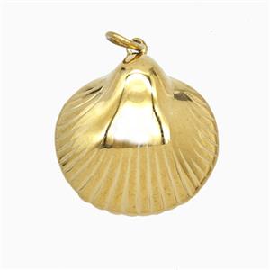 Stainless Steel Scallop Shell Pendant Gold Plated, approx 25mm [SSB8166]
