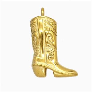 Stainless Steel Cowboy Shoes Pendant Gold Plated, approx 15-20mm [SSB8172]