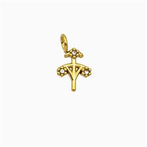 Stainless Steel Pendant Pave Rhinestone Zodiac Sagittarius Gold Plated, approx 8-9mm [SSB8260]