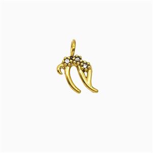 Stainless Steel Pendant Pave Rhinestone Zodiac Capricorn Gold Plated, approx 8-9mm [SSB8261]