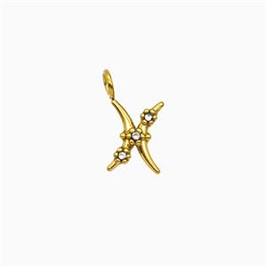 Stainless Steel Pendant Pave Rhinestone Zodiac Pisces Gold Plated, approx 8-9mm [SSB8263]