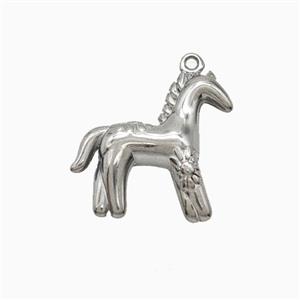 Raw Stainless Steel Horse Pendant, approx 20mm [SSB8267]
