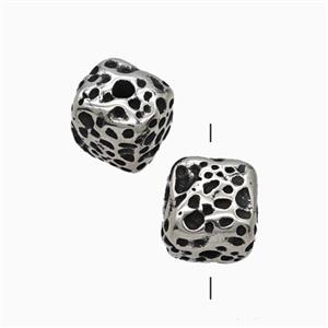 Stainless Steel Cube Beads Hammered Antique Silver, approx 9mm [SSB8272]