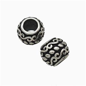 Stainless Steel Rondelle Beads Large Hole Antique Silver, approx 9-11mm, 5mm hole [SSB8292]