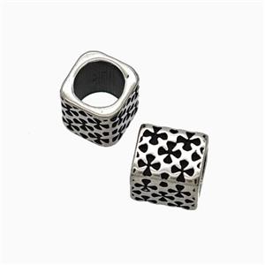 Stainless Steel Cube Beads Large Hole Antique Silver, approx 8mm, 5mm hole [SSB8294]