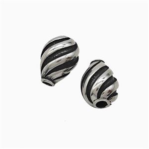 Stainless Steel Teardrop Beads Spiral Antique Silver, approx 7-10mm [SSB8302]