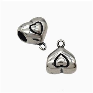 Stainless Steel Heart Bail Large Hole Antique Silver, approx 11-12mm, 5mm hole [SSB8310]