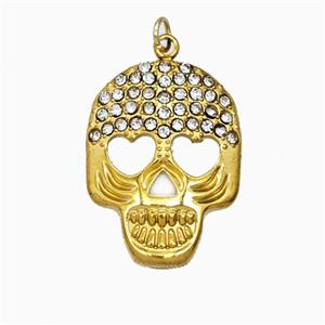 Stainless Steel Skull Pendant Pave Rhinestone Gold Plated, approx 17-22mm [SSB8327]