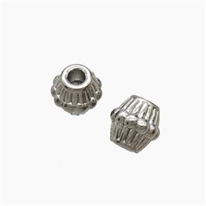Raw Stainless Steel Bicone Beads Large Hole, approx 7mm, 2.5mm hole [SSB8341]