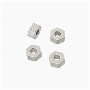 Raw Stainless Steel Hexagon Beads, approx 4mm [SSB8346]