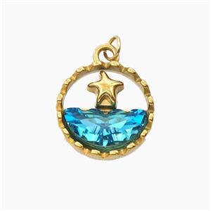 Stainless Steel Starfish Pendant Pave Crystal Glass Gold Plated, approx 14.5mm [SSB8371]