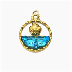 Stainless Steel Scallop Shell Pendant Pave Crystal Glass Gold Plated, approx 14.5mm [SSB8375]