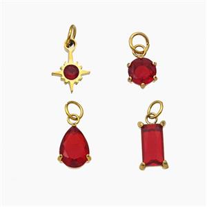 Stainless Steel Pendant Pendant Pave Crystal Glass Gold Plated Mixed, approx 6mm, 8mm, 7-12mm [SSB8403]