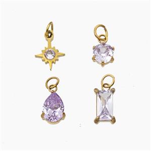 Stainless Steel Pendant Pendant Pave Crystal Glass Gold Plated Mixed, approx 6mm, 8mm, 7-12mm [SSB8408]