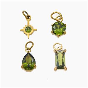Stainless Steel Pendant Pendant Pave Crystal Glass Gold Plated Mixed, approx 6mm, 8mm, 7-12mm [SSB8410]