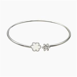 Raw Stainless Steel Flower Bangle, approx 7mm, 9mm, 2mm, 60mm dia [SSB8415]