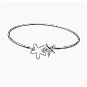 Raw Stainless Steel Starfish Bangle, approx 11mm, 13mm, 2mm, 60mm dia [SSB8417]
