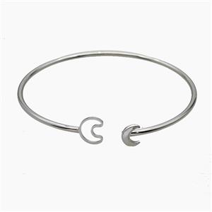Raw Stainless Steel Moon Bangle, approx 8mm, 9mm, 2mm, 60mm dia [SSB8418]