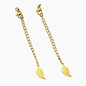 Stainless Steel Necklace Extender Leaf Gold Plated, approx 60mm length [SSB8437]