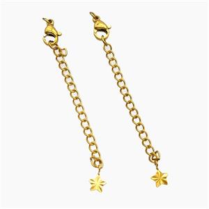 Stainless Steel Necklace Extender Star Gold Plated, approx 60mm length [SSB8439]