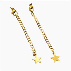 Stainless Steel Necklace Extender Star Gold Plated, approx 60mm length [SSB8441]