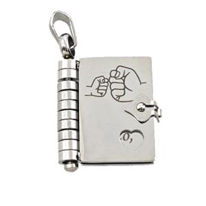 Raw Stainless Steel Frame Locket Pendant, approx 17-20mm [SSB8445]