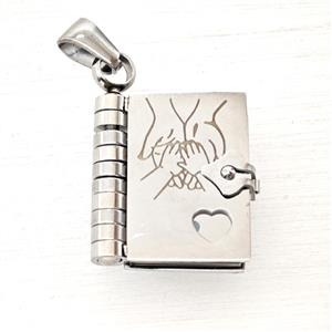 Raw Stainless Steel Frame Locket Pendant, approx 17-20mm [SSB8447]