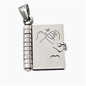 Raw Stainless Steel Frame Locket Pendant, approx 17-20mm [SSB8448]