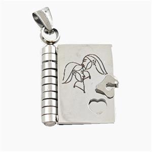 Raw Stainless Steel Frame Locket Pendant, approx 17-20mm [SSB8449]
