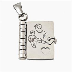 Raw Stainless Steel Frame Locket Pendant, approx 17-20mm [SSB8451]
