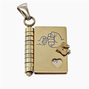 Stainless Steel Frame Locket Pendant Gold Plated, approx 17-20mm [SSB8452]