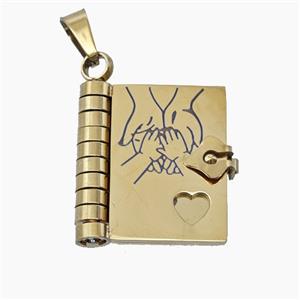 Stainless Steel Frame Locket Pendant Gold Plated, approx 17-20mm [SSB8454]