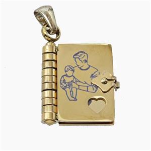 Stainless Steel Frame Locket Pendant Gold Plated, approx 17-20mm [SSB8458]