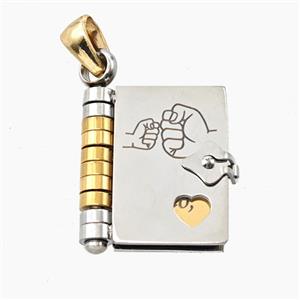 Stainless Steel Frame Locket Pendant Gold Plated, approx 17-20mm [SSB8459]