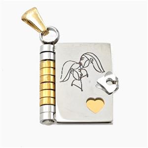 Stainless Steel Frame Locket Pendant Gold Plated, approx 17-20mm [SSB8463]