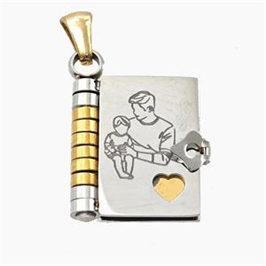 Stainless Steel Frame Locket Pendant Gold Plated, approx 17-20mm [SSB8465]