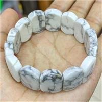 Natural White Howlite Turquoise Bracelet Stretchy, approx 15-24mm [BR11200]
