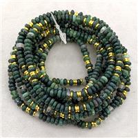 Natural Green Moss Agate Bracelets Stretchy Rondelle, approx 4mm [BR11231]