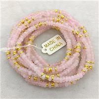 Natural Pink Rose Quartz Bracelets Stretchy Rondelle, approx 4mm [BR11242]