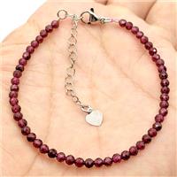 Natural Red Garnet Bracelet With Copper Clasp, approx 3mm, 17-22cm length [BR11261]